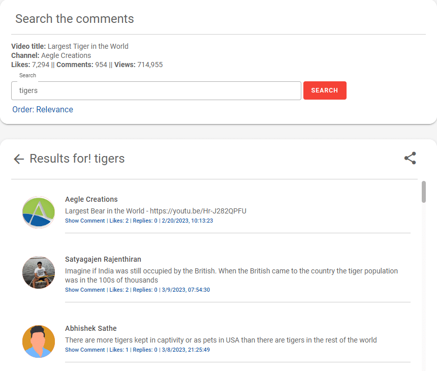 YCS - YouTube Comment Search